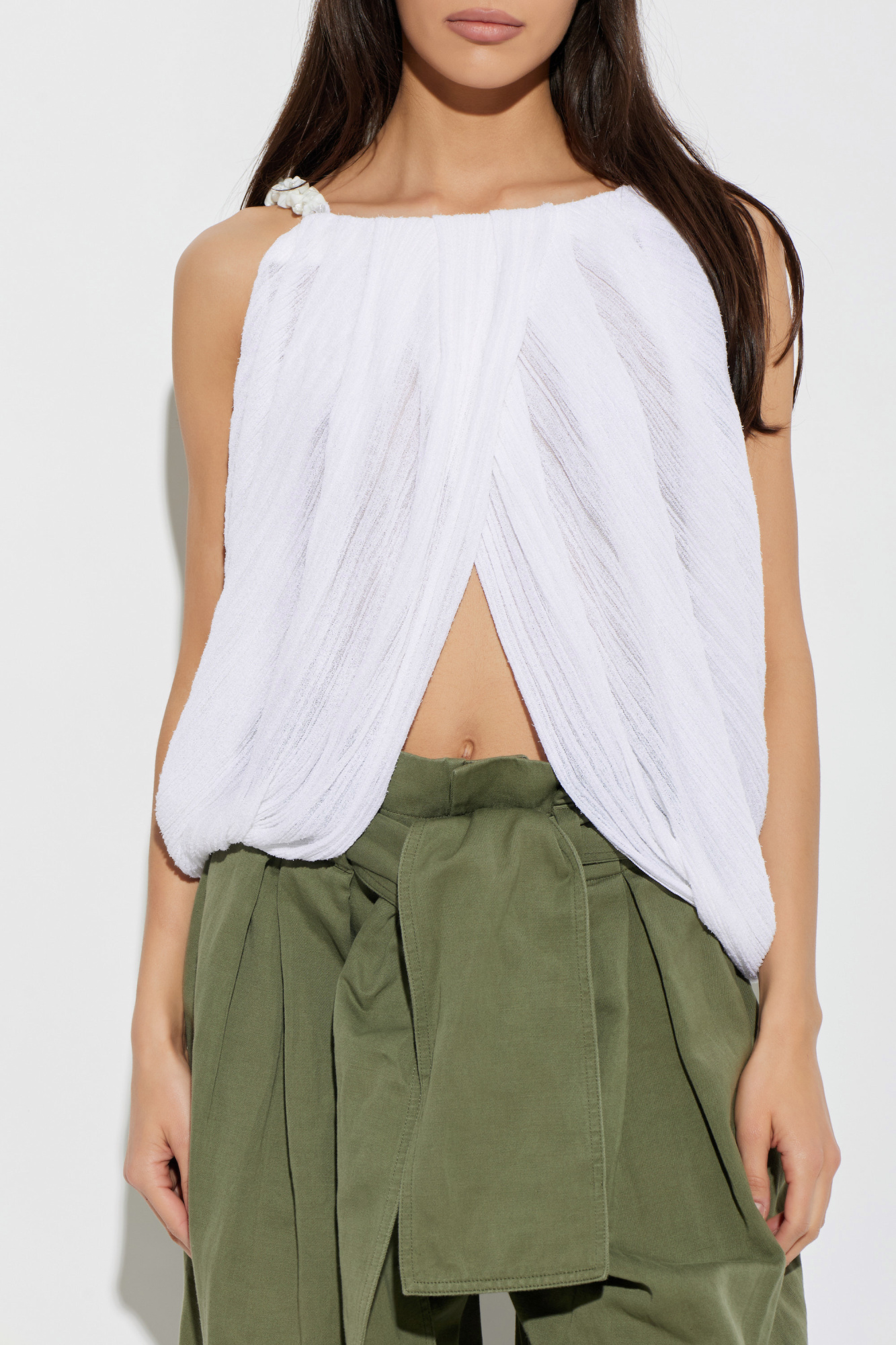 Balmain Asymmetrical beaded top with spaghetti straps | Women's